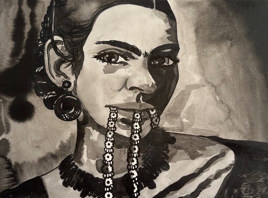 FRIDA | A4-size ink portrait of Frida Kahlo