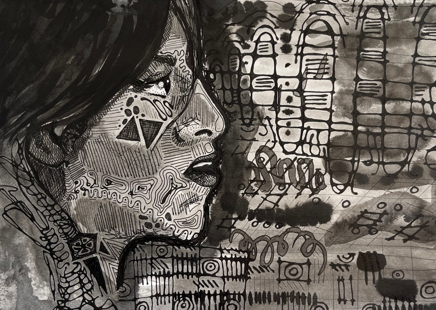 AMY | A4-size ink portrait of Amy Winehouse