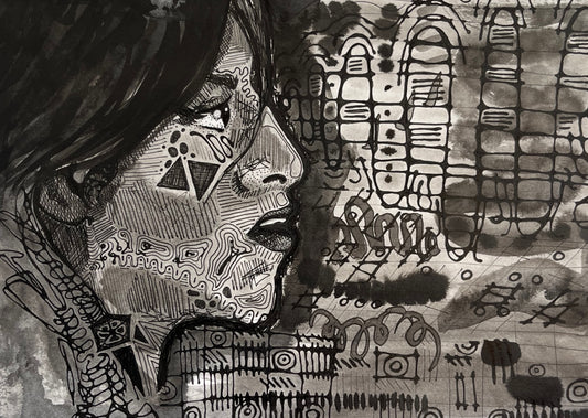 AMY | A4-size ink portrait of Amy Winehouse